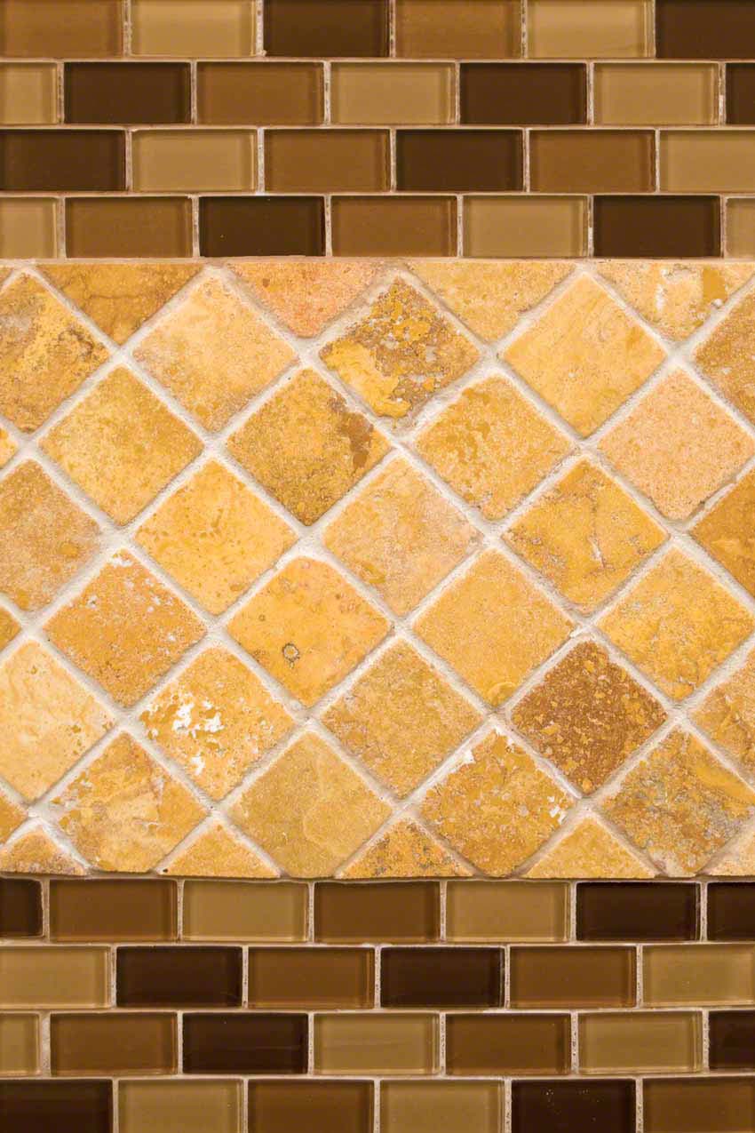 Tuscany Gold Travertine And Brown Blend Glass